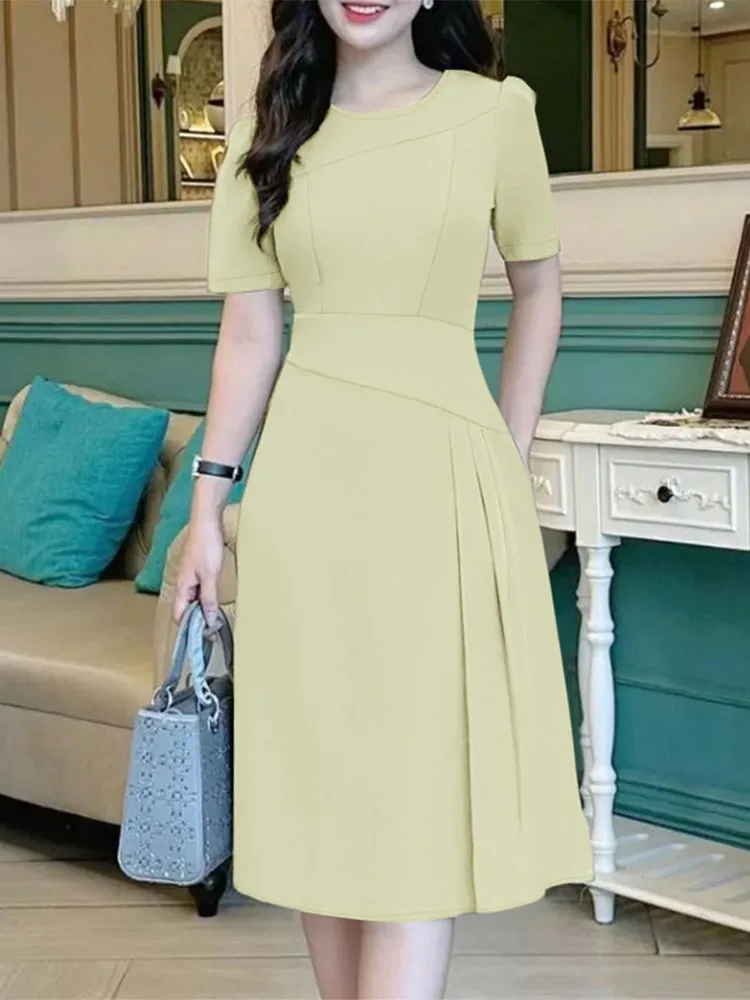 ZANZEA Office Women Dresses 2025 Summer Stylish Solid Party Work Dress Elegant Short Sleeve Midi Sundress Pleated Vestidos Robe
ZANZEA Office Women Dresses 2025 Summer Stylish Solid Party Work Dress Elegant Short Sleeve Midi Sundress Pleated Vestidos Robe