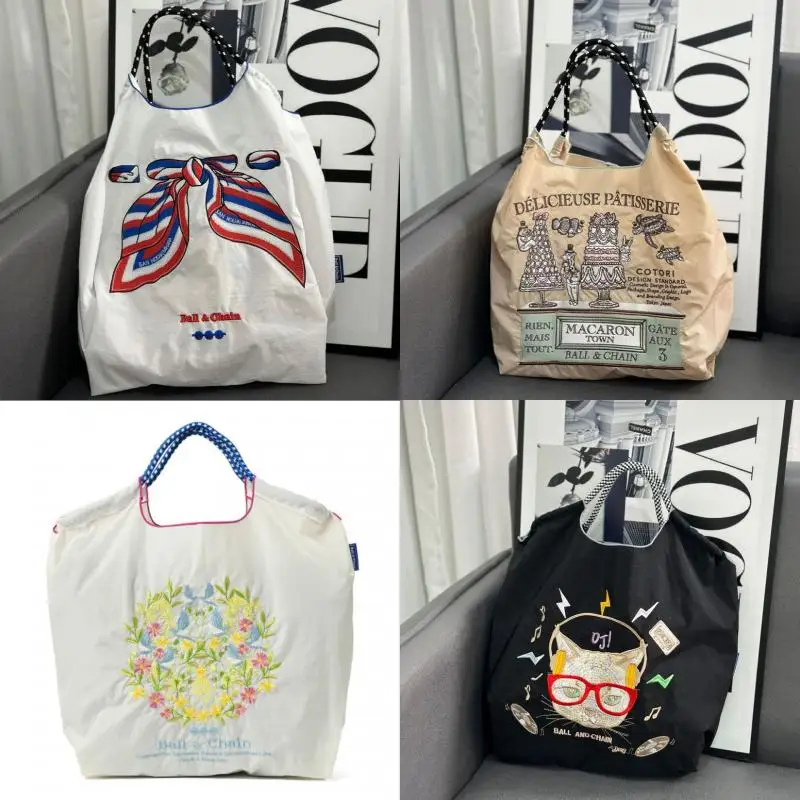 Kawaii Ball Chain Large Capacity Folding Bag Eco Friendly Shopping Bag Nylon Cloth Embroidered Handheld Canvas Bag
Kawaii Ball Chain Large Capacity Folding Bag Eco Friendly Shopping Bag Nylon Cloth Embroidered Handheld Canvas Bag