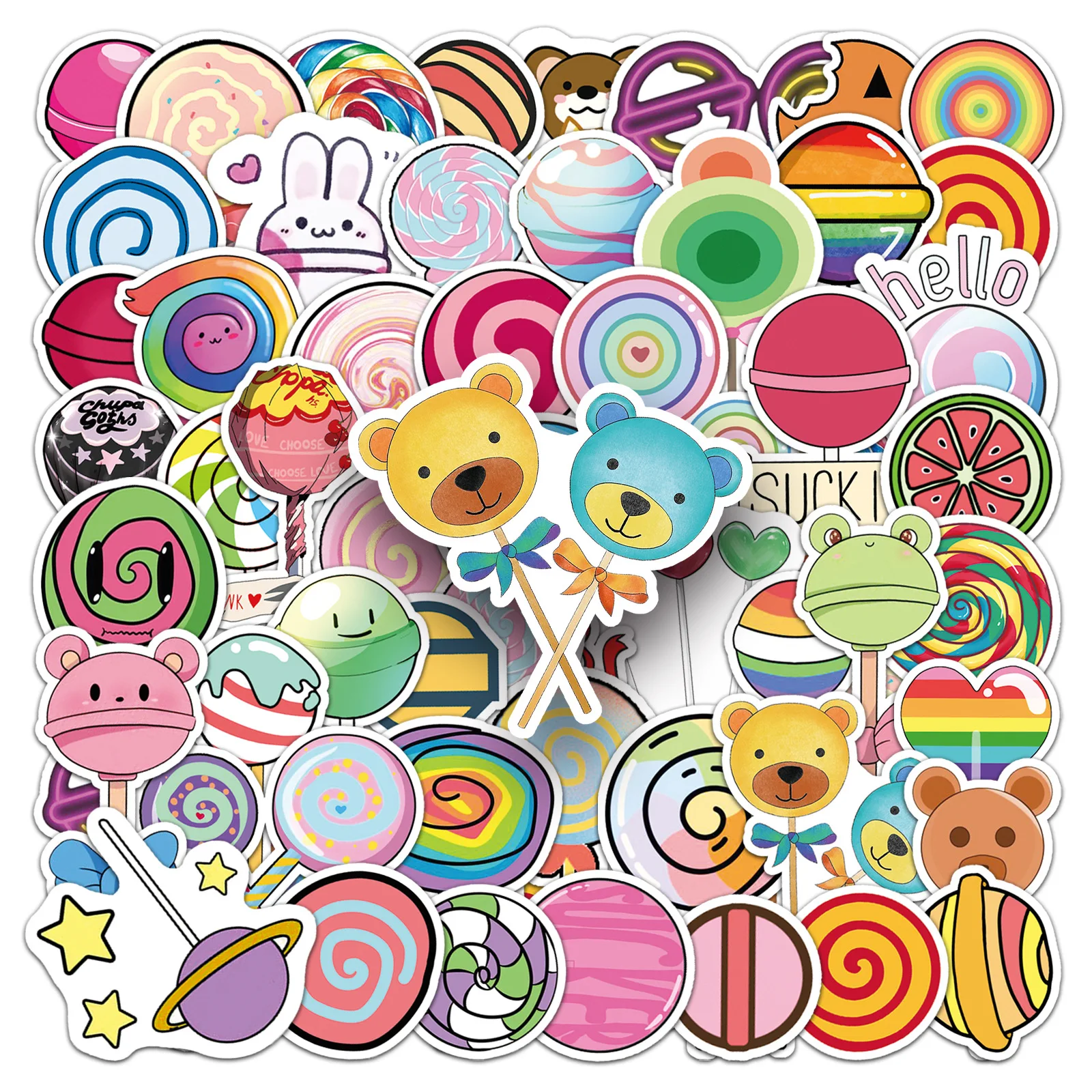 50PCS Cute Lollipop Candy Stickers Kawaii Rainbow Sweet Cartoon Style DIY Decorable Diary Gift Waterproof Stickers Kids Toy
50PCS Cute Lollipop Candy Stickers Kawaii Rainbow Sweet Cartoon Style DIY Decorable Diary Gift Waterproof Stickers Kids Toy