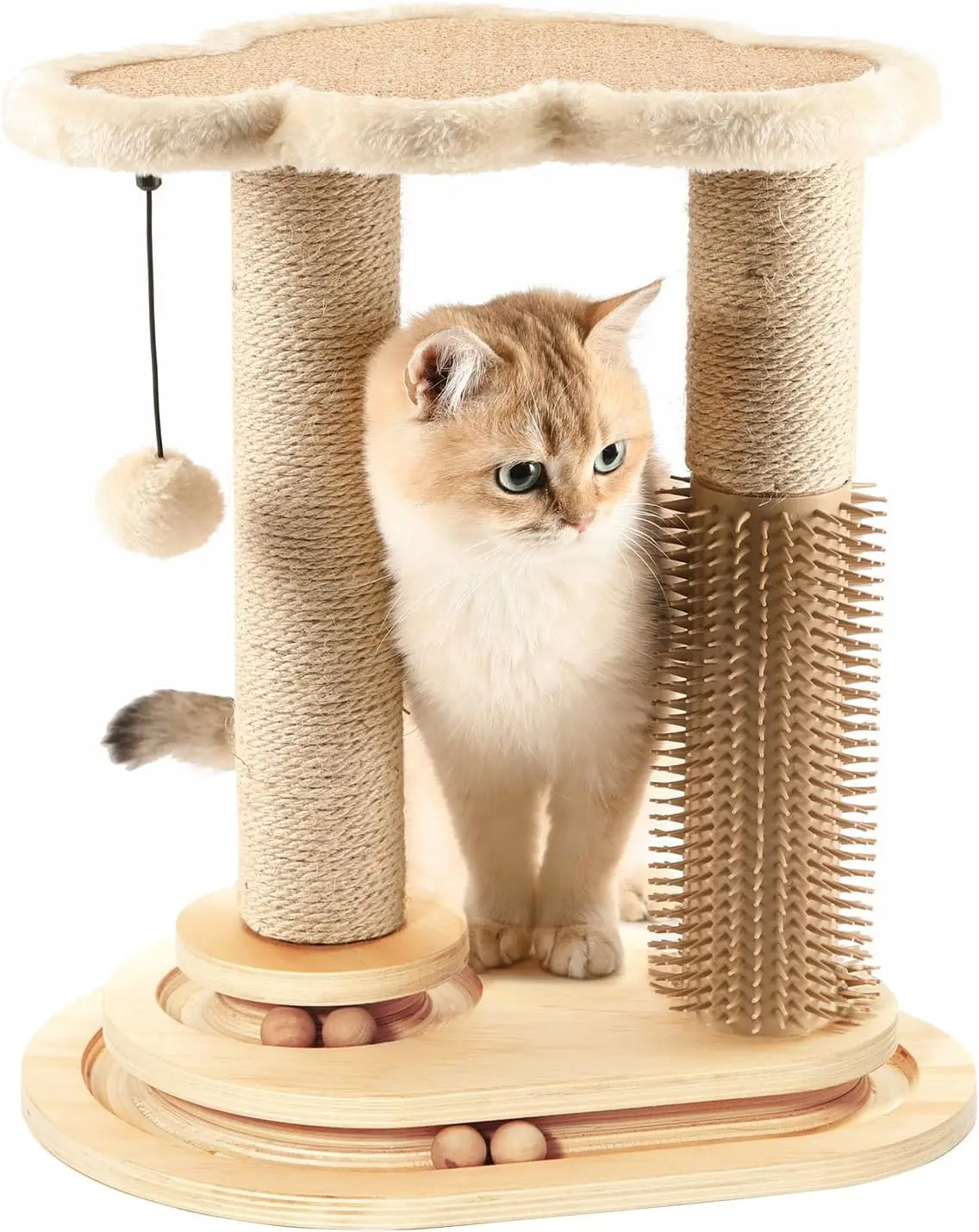 Cat Scratching Post with Self Groomer, Soft Perch, and Interactive Ball Track Toys for Indoor Cats and Kittens
Cat Scratching Post with Self Groomer, Soft Perch, and Interactive Ball Track Toys for Indoor Cats and Kittens
