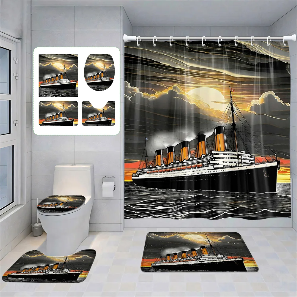 Sunset wave cruise ship bath suit waterproof shower curtain, non-slip mat toilet mat, suitable for modern decoration
Sunset wave cruise ship bath suit waterproof shower curtain, non-slip mat toilet mat, suitable for modern decoration