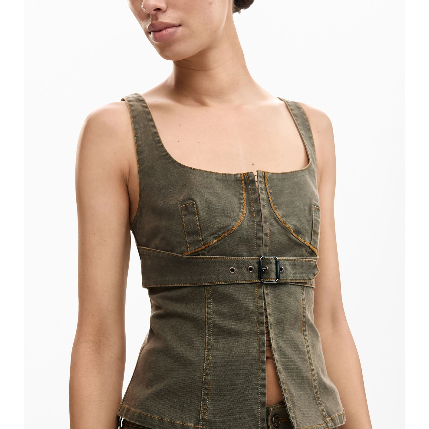 Vintage Denim Strap Vest Pure Tail Chinese Street Style Women's Cotton Short Backless Top U-Neck Zipper Closure Color
Vintage Denim Strap Vest Pure Tail Chinese Street Style Women's Cotton Short Backless Top U-Neck Zipper Closure Color