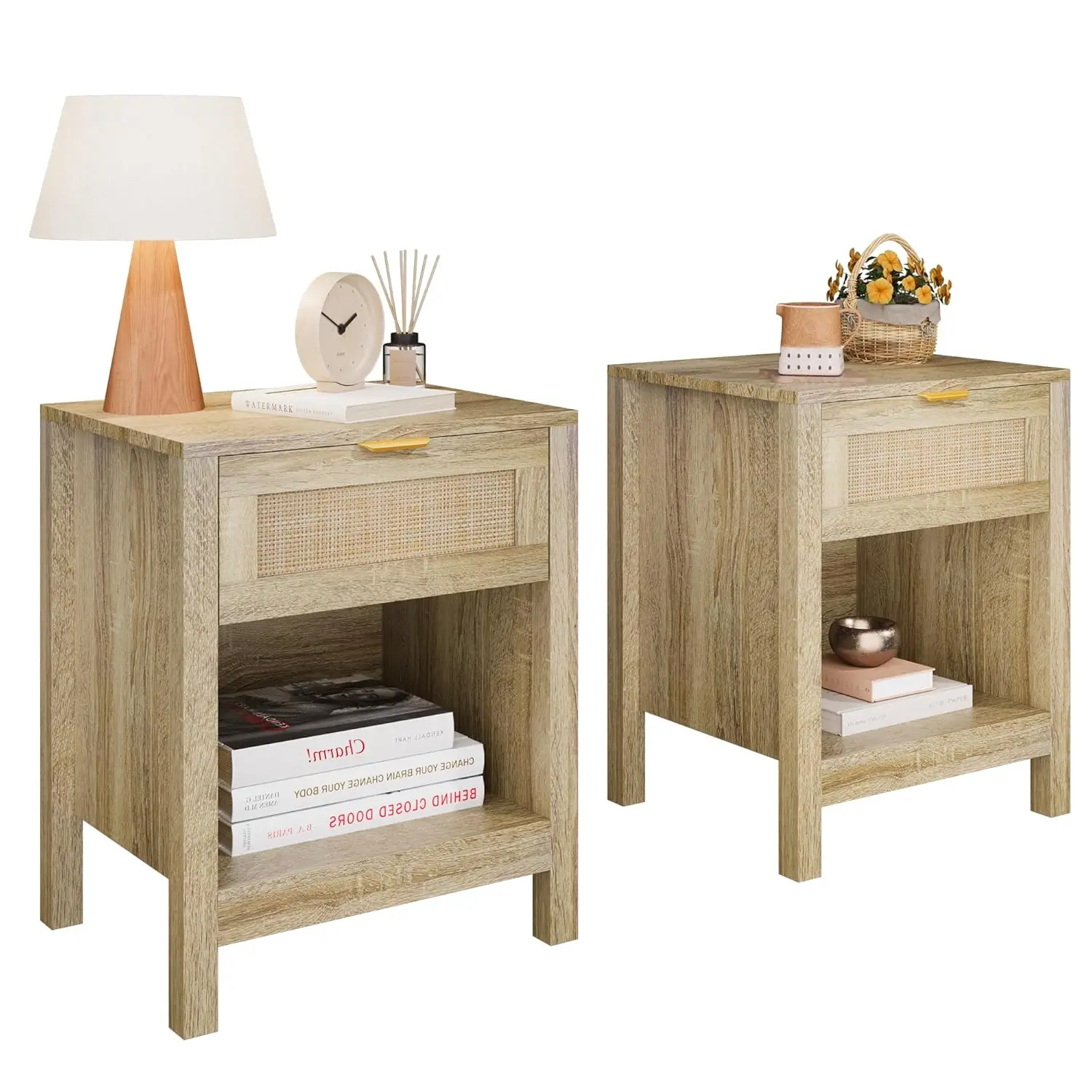 Farmhouse Nightstands Set Of 2, Night Stand Set 2, Rattan Nightstand Bedside Table With Drawer, End Side, Customized
Farmhouse Nightstands Set Of 2, Night Stand Set 2, Rattan Nightstand Bedside Table With Drawer, End Side, Customized