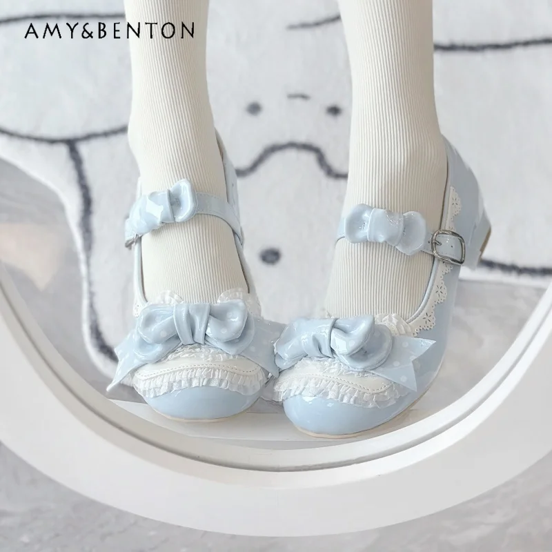 Bow Polka Dot Print Lolita Flat Heel Leather Shoes Sweet Mary Jane Shoes Daily Solid Color Versatile Round Head Shoes Students
Bow Polka Dot Print Lolita Flat Heel Leather Shoes Sweet Mary Jane Shoes Daily Solid Color Versatile Round Head Shoes Students