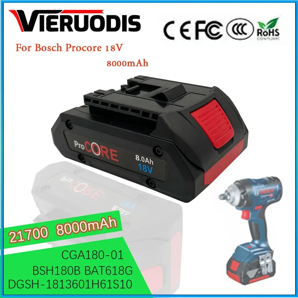 For Bosch 18V 8.0AH ProCORE Replacement Battery for Bosch Professional System Cordless Tools BAT609 BAT618 GBA18V80 21700 Cell
For Bosch 18V 8.0AH ProCORE Replacement Battery for Bosch Professional System Cordless Tools BAT609 BAT618 GBA18V80 21700 Cell