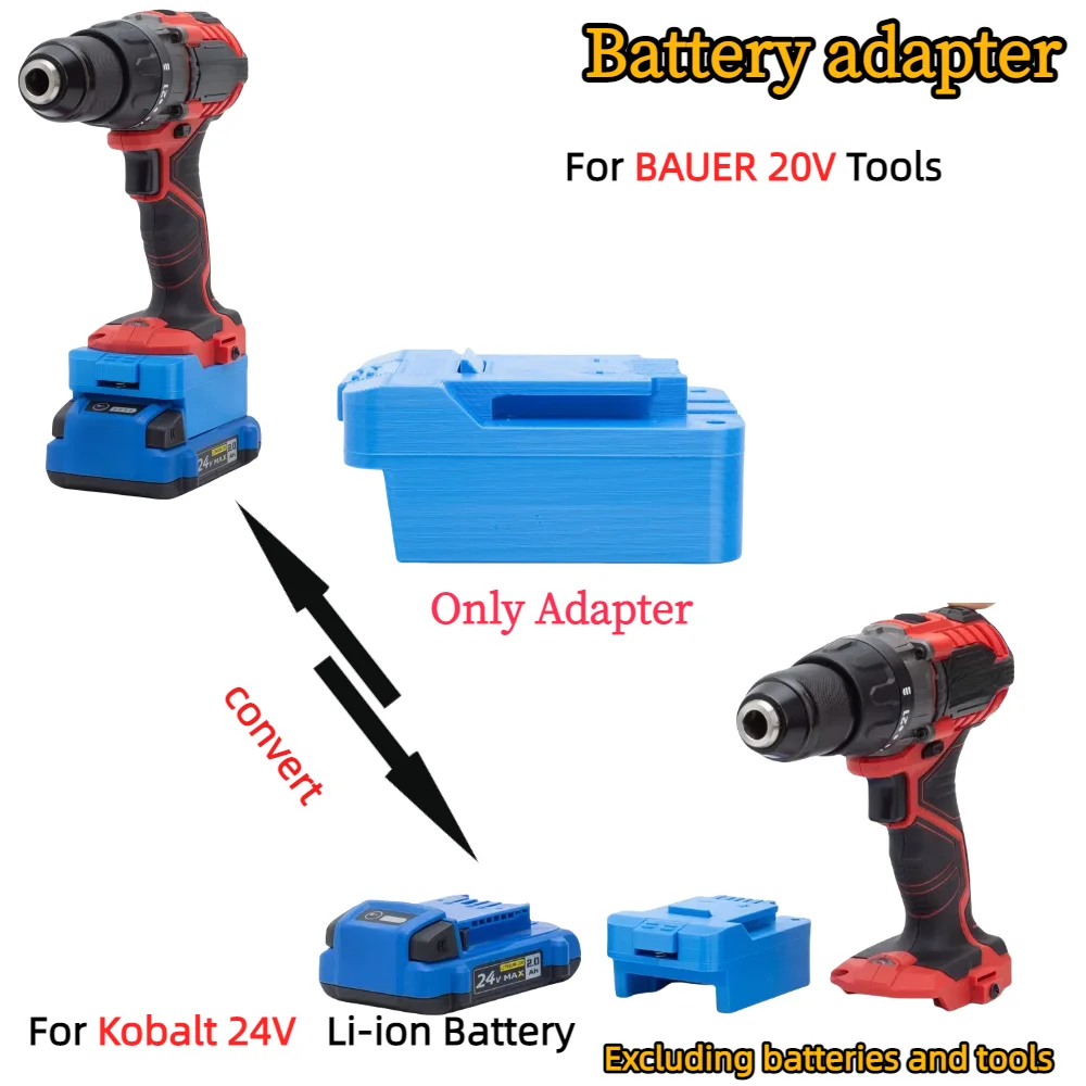 Battery Adapter for Kobalt 24V Li-ion Battery Convert TO BAUER 20V Cordless Power Tools Accessory(Only Adapter)
Battery Adapter for Kobalt 24V Li-ion Battery Convert TO BAUER 20V Cordless Power Tools Accessory(Only Adapter)