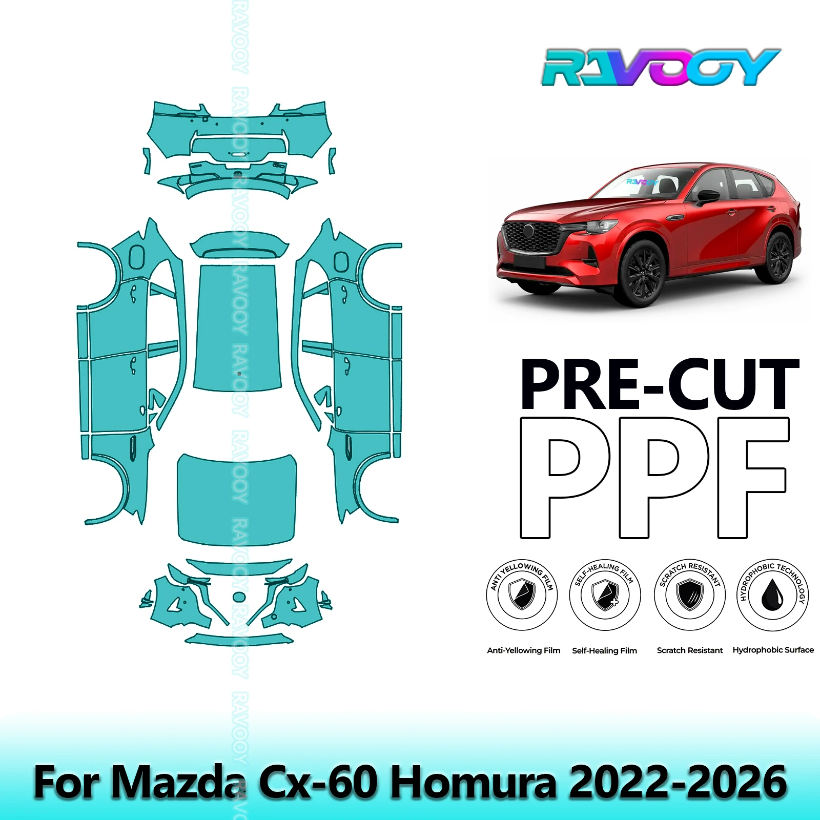For Mazda CX-60 Homura 2022-2026 Full Vehicle 8.5Mil Precut PPF Kit Paint Protection Film
For Mazda CX-60 Homura 2022-2026 Full Vehicle 8.5Mil Precut PPF Kit Paint Protection Film