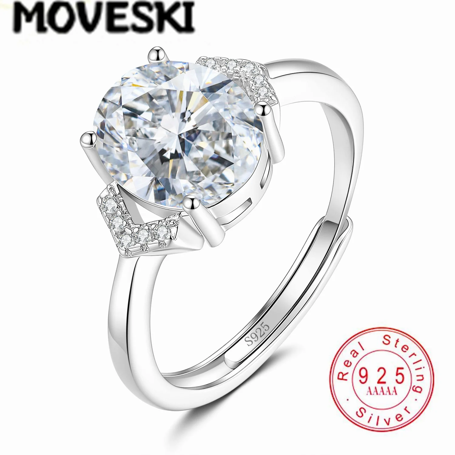 3CT Oval Moissanite Engagement Ring S925 Sterling Silver Adjustable Open Band Wedding Promise Ring For Women
3CT Oval Moissanite Engagement Ring S925 Sterling Silver Adjustable Open Band Wedding Promise Ring For Women