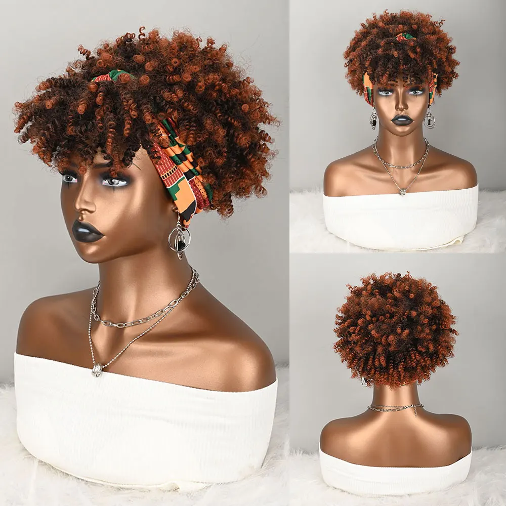 Short Afro Curly Synthetic Wig with Headband for Women Ombre Brown Kinky Curly Wig with Printed Scarf Glueless None Lace Wig Eas
Short Afro Curly Synthetic Wig with Headband for Women Ombre Brown Kinky Curly Wig with Printed Scarf Glueless None Lace Wig Eas