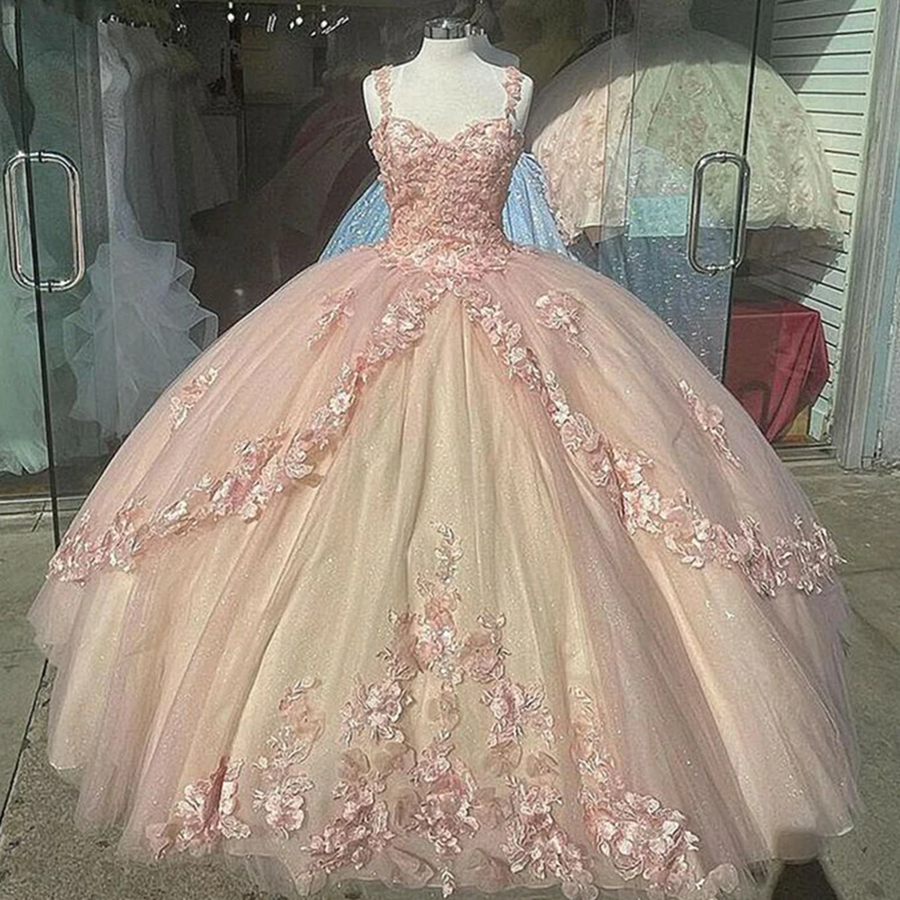 Pink Sparkly Quinceanera Prom Dresses Lace Flower Sweet 16 Tulle Party Ball Gown 2023 Spaghetti Straps Vintage Princess Dress
Pink Sparkly Quinceanera Prom Dresses Lace Flower Sweet 16 Tulle Party Ball Gown 2023 Spaghetti Straps Vintage Princess Dress