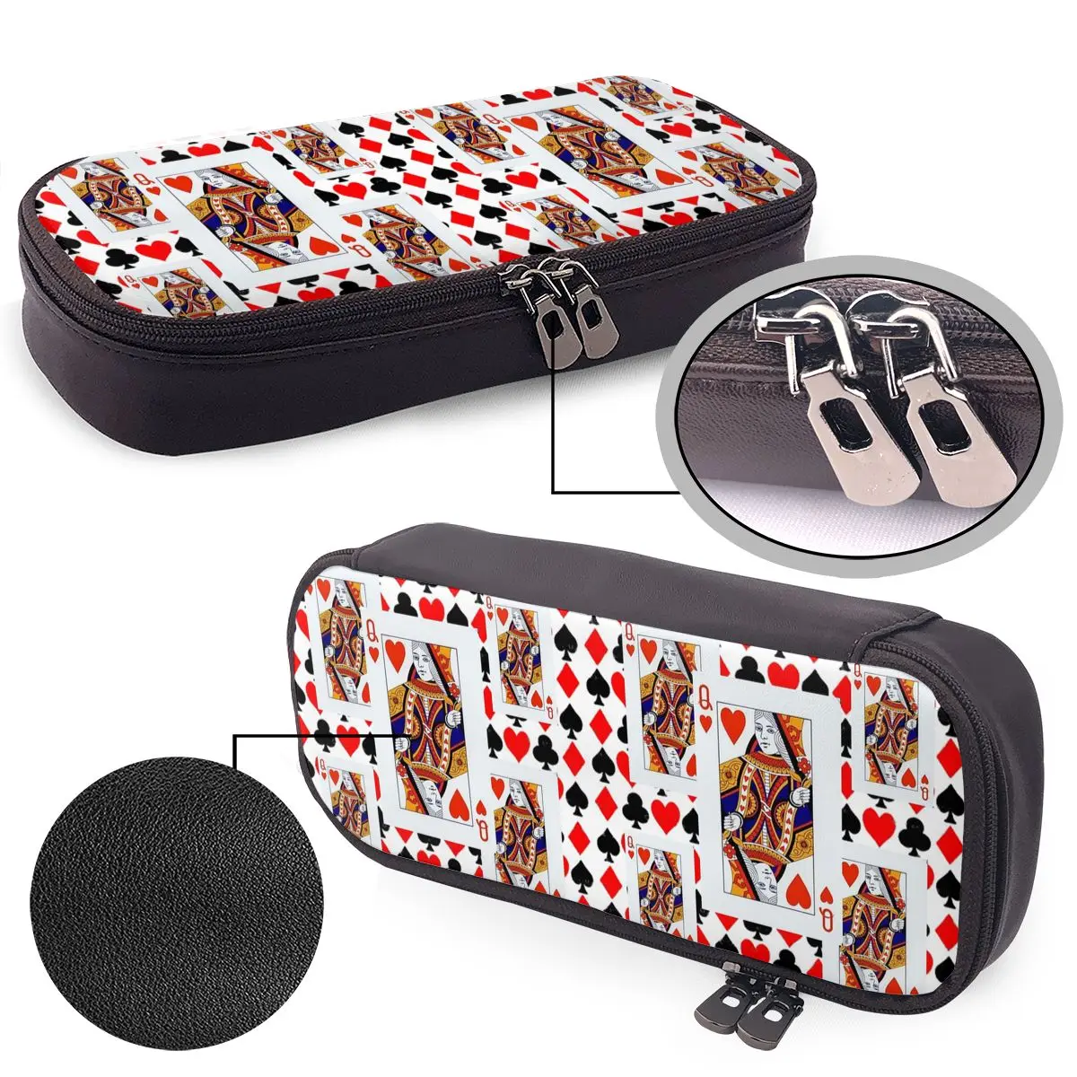 Red Queens Of Hearts Patterns Leather Pencil Case for Students School Pen Box Pencil Bag Stationery Supplies Pen Holder Bag
Red Queens Of Hearts Patterns Leather Pencil Case for Students School Pen Box Pencil Bag Stationery Supplies Pen Holder Bag