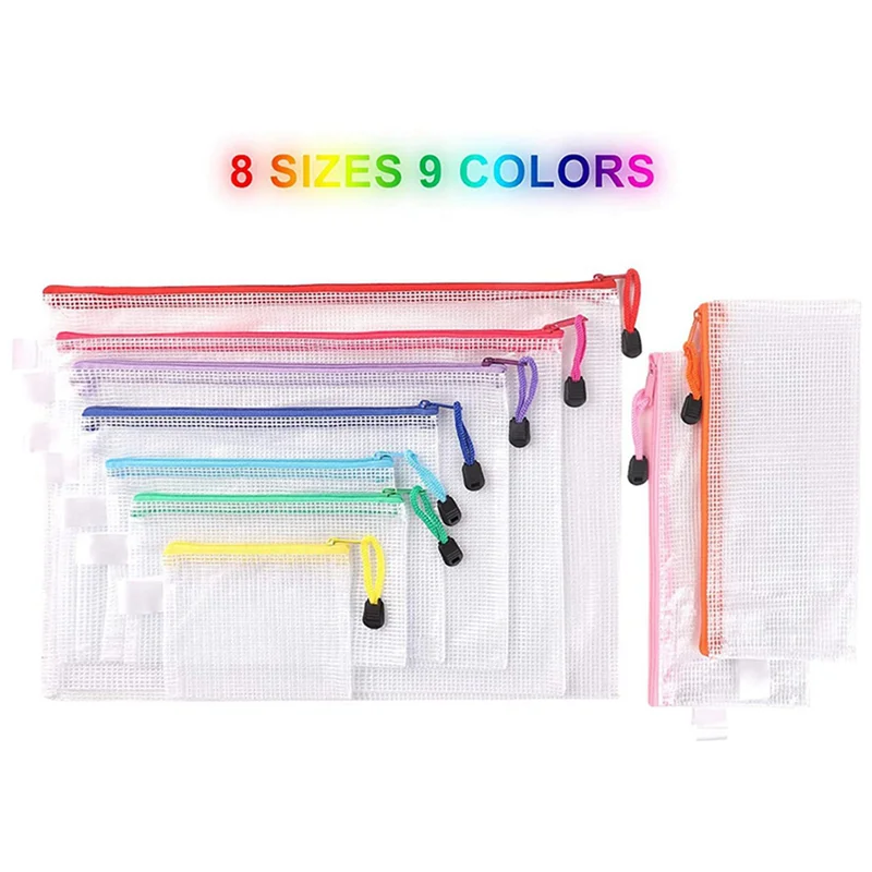 Sensitive 90 Pack 8 Sizes Zipper Mesh Pouch, Waterproof Zipper File Bags Document Pouch Multipurpose Travel Bags (9 Colors)
Sensitive 90 Pack 8 Sizes Zipper Mesh Pouch, Waterproof Zipper File Bags Document Pouch Multipurpose Travel Bags (9 Colors)