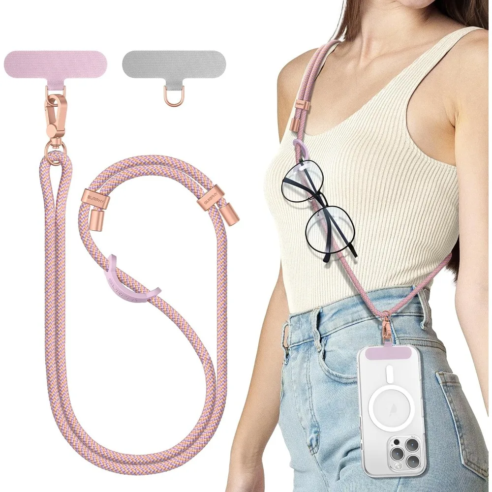 Phone Lanyard for Cellphone Case, Phone Strap Crossbody with 2 Pack Tether Tab, Premium Metal Buckles, Cellphone Lanyard Crossbody for Women and Men, Pink & Purple
Phone Lanyard for Cellphone Case, Phone Strap Crossbody with 2 Pack Tether Tab, Premium Metal Buckles, Cellphone Lanyard Crossbody for Women and Men, Pink & Purple