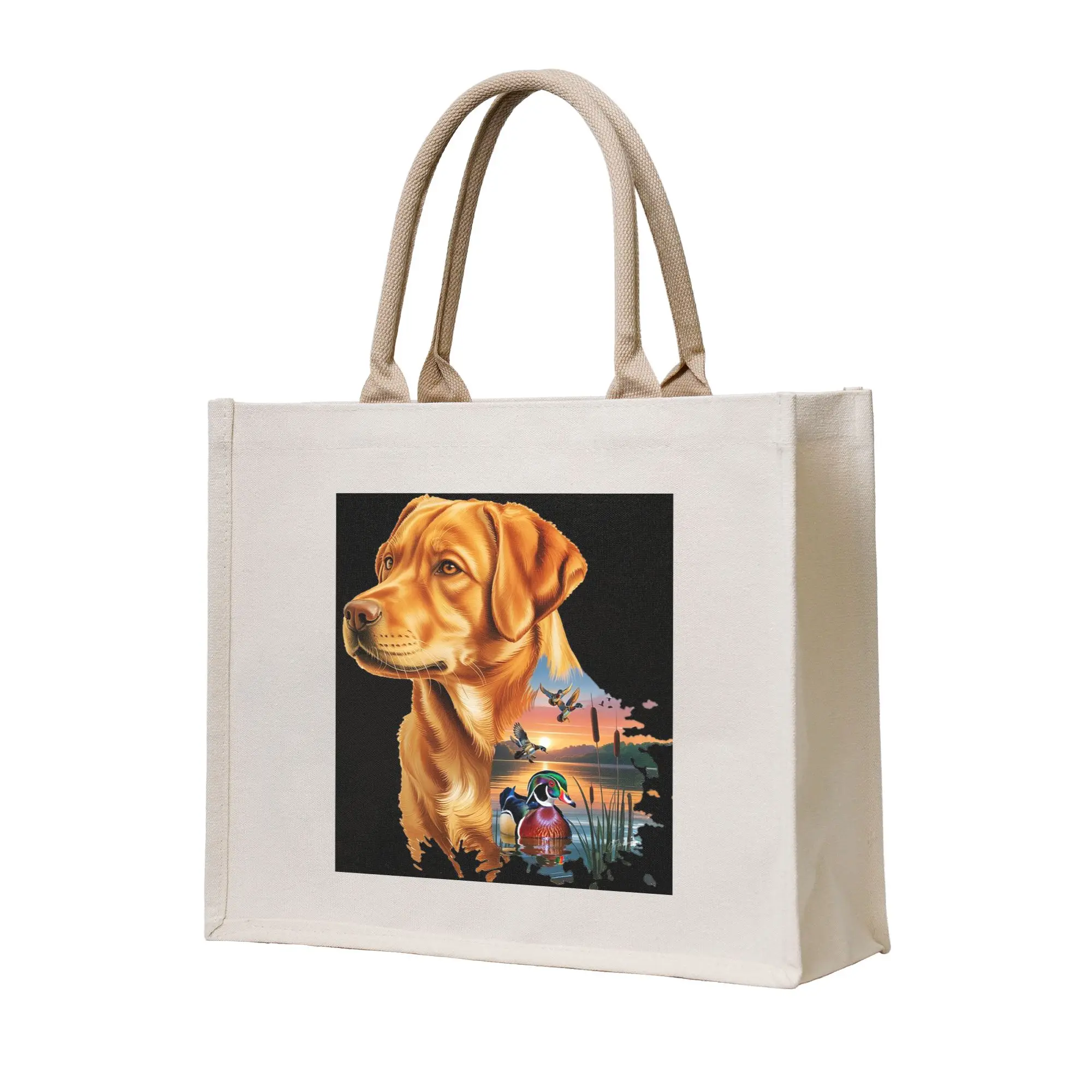 Сумка-шоппер из холщовой ткани с изображением лисы, красного лабрадора и утки, сцена рассвета, складная сумка-тоут для девочек, дорожная сумка через плечо
Сумка-шоппер из холщовой ткани с изображением лисы, красного лабрадора и утки, сцена рассвета, складная сумка-тоут для девочек, дорожная сумка через плечо