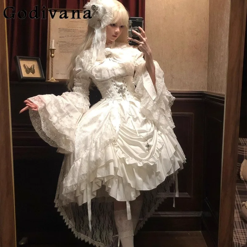 White Gothic Style Sleeve Waist Cosplay Dress Set Women Lolita Heavy Craft Elegant Gorgeous Dress Female Princess Lolita Dress
White Gothic Style Sleeve Waist Cosplay Dress Set Women Lolita Heavy Craft Elegant Gorgeous Dress Female Princess Lolita Dress