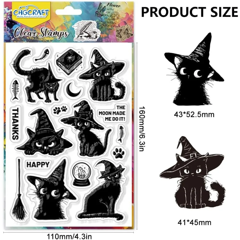 Halloween Witches Festival Black Cat Clear Stamps Magic Book Transparent Stamps Ball Clear Stamp Decoration 4.3x6.3 inch
Halloween Witches Festival Black Cat Clear Stamps Magic Book Transparent Stamps Ball Clear Stamp Decoration 4.3x6.3 inch