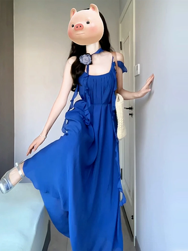 Early Autumn Blue Strap Dr Women's Summer Ele High-End Feeling Beach Vaion Long Skirt Sweet Japanese Sle Loose Waist
Early Autumn Blue Strap Dr Women's Summer Ele High-End Feeling Beach Vaion Long Skirt Sweet Japanese Sle Loose Waist