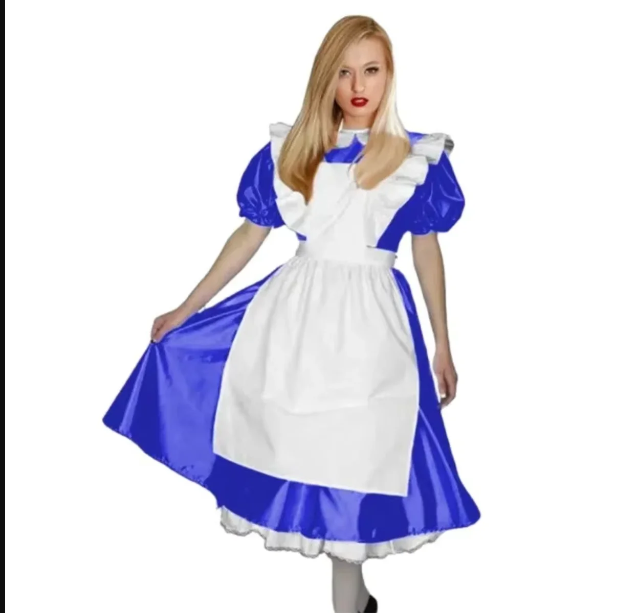 French Sexy Adult Custom Fetish Cross Dressing Sissy Blue PVC Short Sleeved Independent Apron with Lining Dress
French Sexy Adult Custom Fetish Cross Dressing Sissy Blue PVC Short Sleeved Independent Apron with Lining Dress