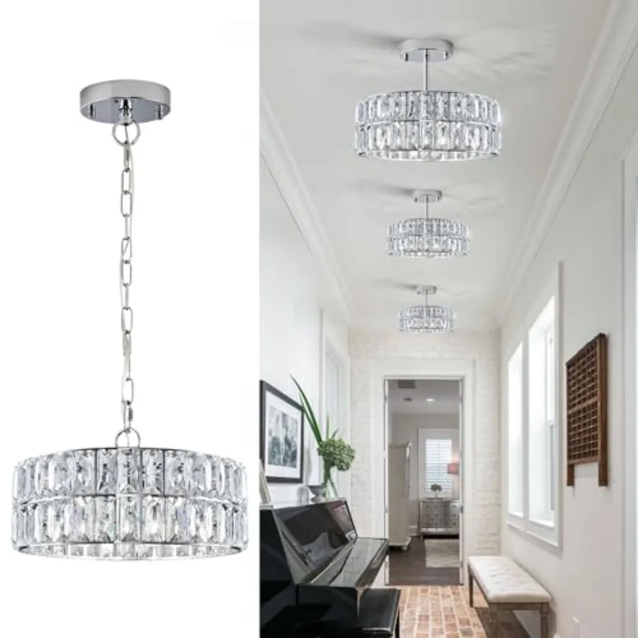Crystal Chandeliers, Modern Semi Flush Mount Ceiling Light, Small 4-Ligh Round Crystal Hanging Pendant Light Fixtures, D12" for
Crystal Chandeliers, Modern Semi Flush Mount Ceiling Light, Small 4-Ligh Round Crystal Hanging Pendant Light Fixtures, D12" for