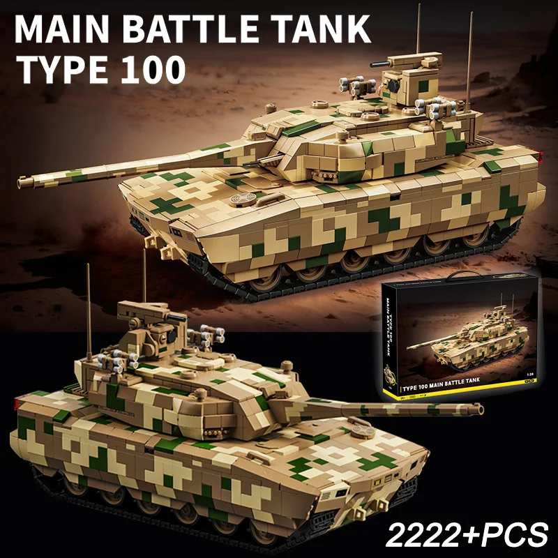 Military MOC 1/28 2222pcs ZTZ100 Main Battle Tank Building Blocks Bricks Modern Army Type-100 Tank Toys For Children Boys Gifts
Military MOC 1/28 2222pcs ZTZ100 Main Battle Tank Building Blocks Bricks Modern Army Type-100 Tank Toys For Children Boys Gifts
