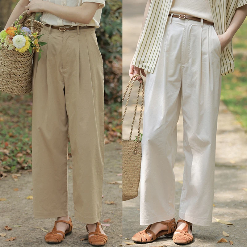 Women's Summer Cotton Casual Pants 2022 Female High Waist Straight Wide Leg Pants French Style Thin Trousers
Women's Summer Cotton Casual Pants 2022 Female High Waist Straight Wide Leg Pants French Style Thin Trousers