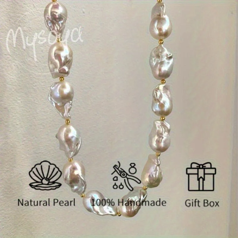 MYSOYA Large Baroque Freshwater Pearl Necklace 14-23mm Natural Pearls Gift Box Handmade DIY Jewelry For Her Him Birthday Wedding
MYSOYA Large Baroque Freshwater Pearl Necklace 14-23mm Natural Pearls Gift Box Handmade DIY Jewelry For Her Him Birthday Wedding