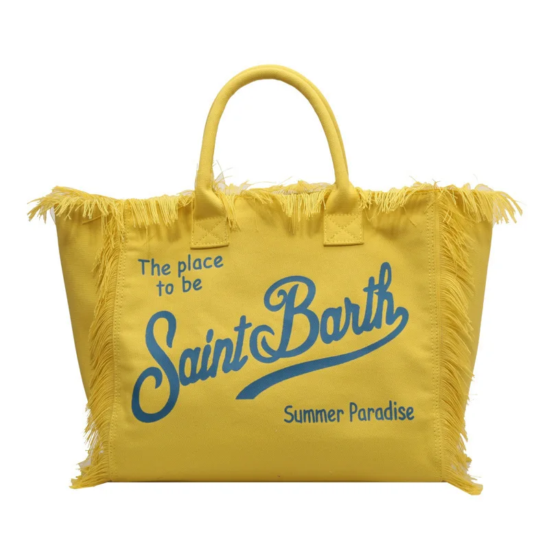 Saint Barth 2025 New Women Large Capacity Casual Beach Canvas Striped Tassel Handheld Tote Bag
Saint Barth 2025 New Women Large Capacity Casual Beach Canvas Striped Tassel Handheld Tote Bag