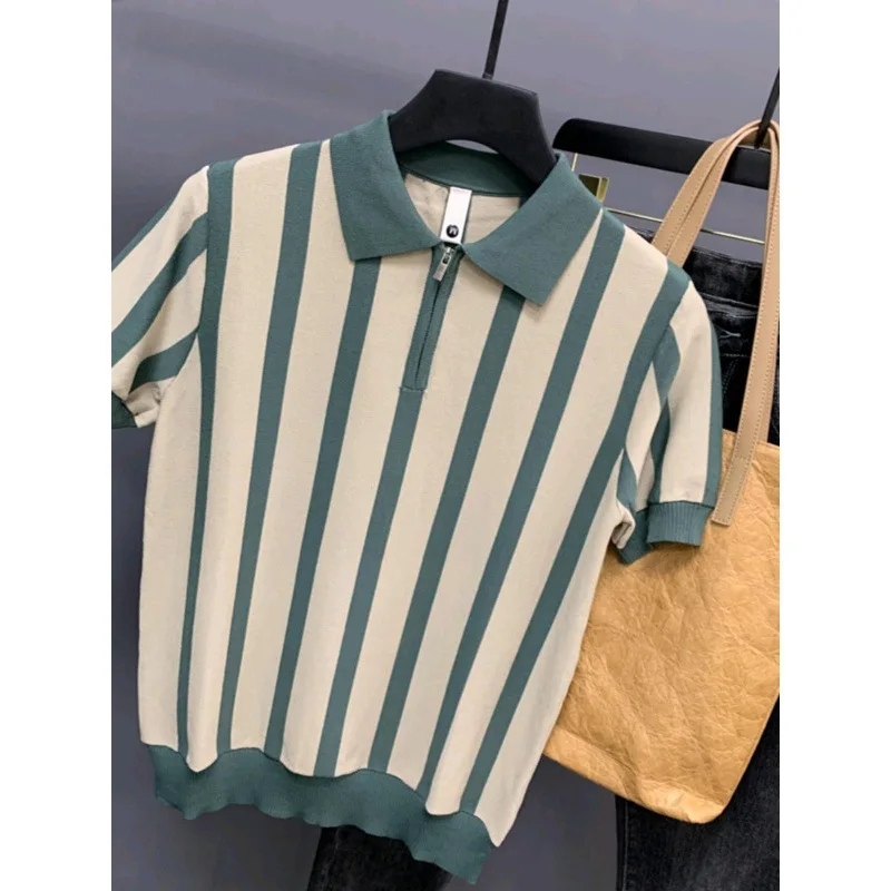 Men's Ice Silk Short Sleeve Shirt Knitted Slim Fit Collar T-Shirt Trendy Versatile Spring Summer Fashion Korean Style
Men's Ice Silk Short Sleeve Shirt Knitted Slim Fit Collar T-Shirt Trendy Versatile Spring Summer Fashion Korean Style