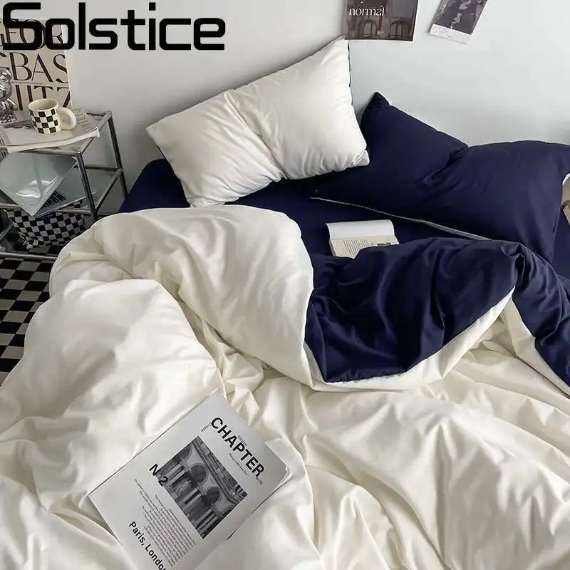 Solstice Home Textile Solid Color White Navy Blue Duvet Cover Pillow Cases Bed Sheet Girls Teenage Bed Linens Bedding Sets Queen
Solstice Home Textile Solid Color White Navy Blue Duvet Cover Pillow Cases Bed Sheet Girls Teenage Bed Linens Bedding Sets Queen