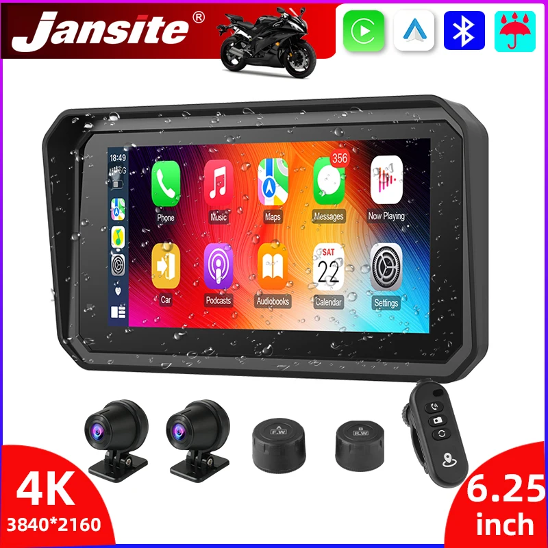 Jansite Portable 6.25 inch Motorcycle GPS Navigation IPX7 Waterproof Wireless CarPlay Android Auto Drive Recorder Support 4K DVR
Jansite Portable 6.25 inch Motorcycle GPS Navigation IPX7 Waterproof Wireless CarPlay Android Auto Drive Recorder Support 4K DVR