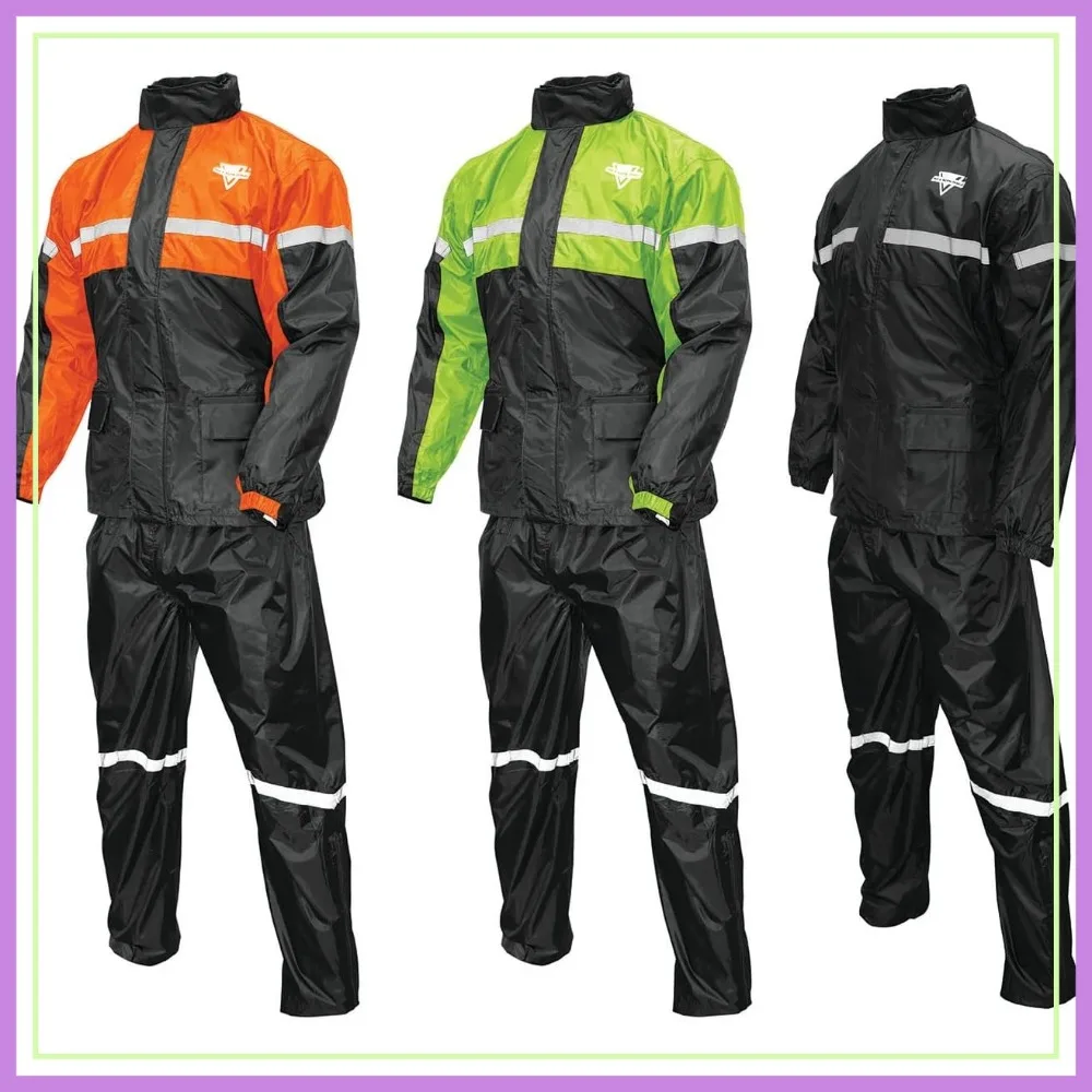 Waterproof Motorcycle Rain Suit with Jacket and Pants, Reflective Striping
Waterproof Motorcycle Rain Suit with Jacket and Pants, Reflective Striping