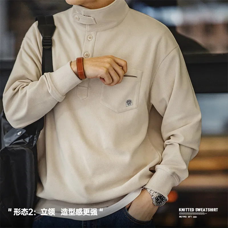 American Style Leisure Men's Half-placket Stand-up Collar Sweatshirt. Pure Color Top with Lazy Style for Spring and Autumn.
American Style Leisure Men's Half-placket Stand-up Collar Sweatshirt. Pure Color Top with Lazy Style for Spring and Autumn.