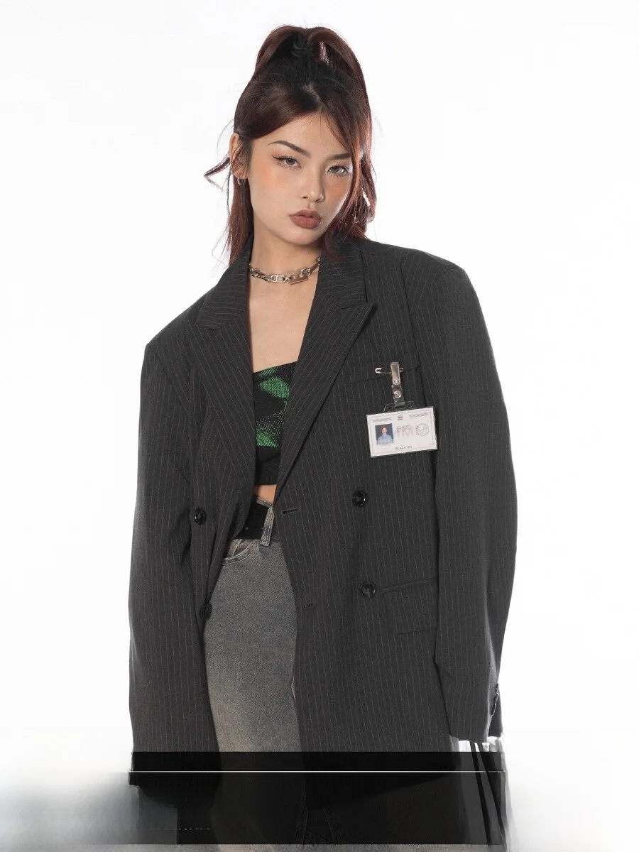 Women's Striped Suit Jacket Thin Oversize Trendy Design Street Style Long Sleeve Button up Formal Wear by BORDER WEST
Women's Striped Suit Jacket Thin Oversize Trendy Design Street Style Long Sleeve Button up Formal Wear by BORDER WEST