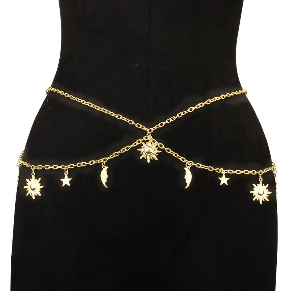 Fashion Sun Moon Stars Tassels Punk Waist Chain Retro Hip Hop Double-deck Chain Belt Vintage Dress Cummerbands For Women
Fashion Sun Moon Stars Tassels Punk Waist Chain Retro Hip Hop Double-deck Chain Belt Vintage Dress Cummerbands For Women
