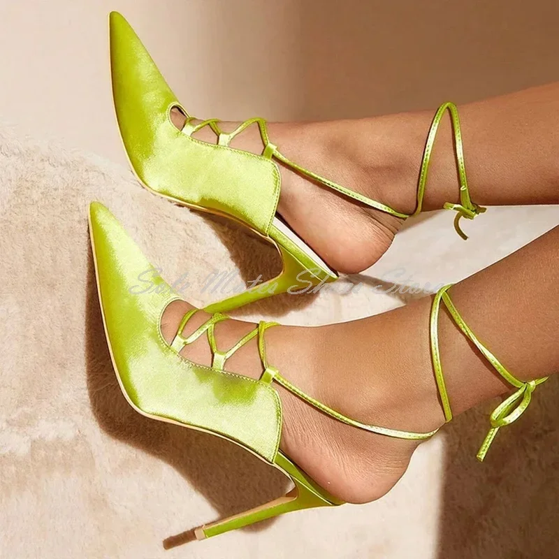 Bright Green Pointed Toe Stiletto Sandals Sexy Women's Satin Cross Strap Design Elegant Dress Shoes Evening Luxury Pumps
Bright Green Pointed Toe Stiletto Sandals Sexy Women's Satin Cross Strap Design Elegant Dress Shoes Evening Luxury Pumps
