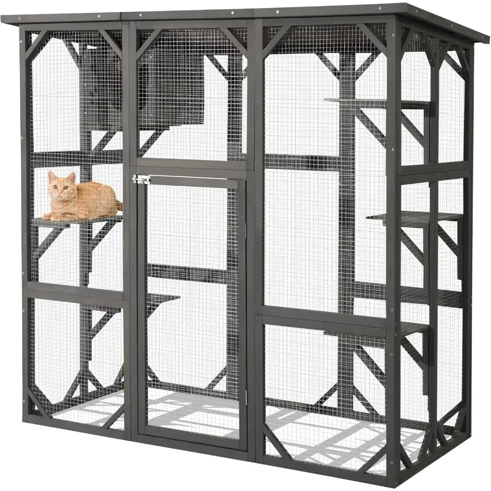 Large Outdoor Cat House, Wooden Cage with Weatherproof Large Run, Jumping Platforms for Play Catio Cats Patio with Large Entranc
Large Outdoor Cat House, Wooden Cage with Weatherproof Large Run, Jumping Platforms for Play Catio Cats Patio with Large Entranc