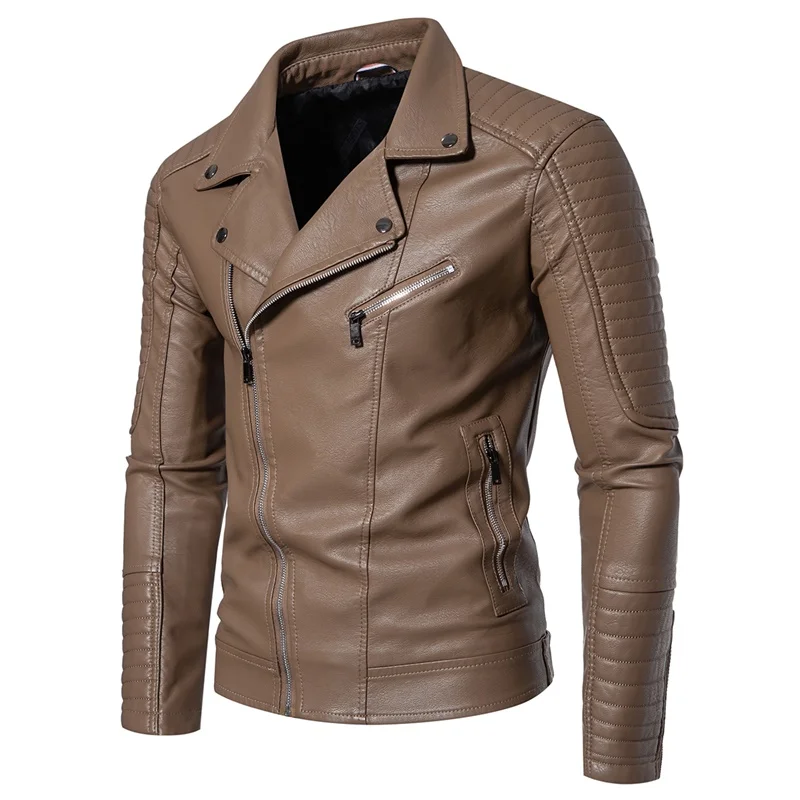 Men's PU Leather Jacket Solid Color Zipper Pockets Pu Leather Motor Coats Male Casual Slim Oblique Zipper Vintage Punk Jacket
Men's PU Leather Jacket Solid Color Zipper Pockets Pu Leather Motor Coats Male Casual Slim Oblique Zipper Vintage Punk Jacket