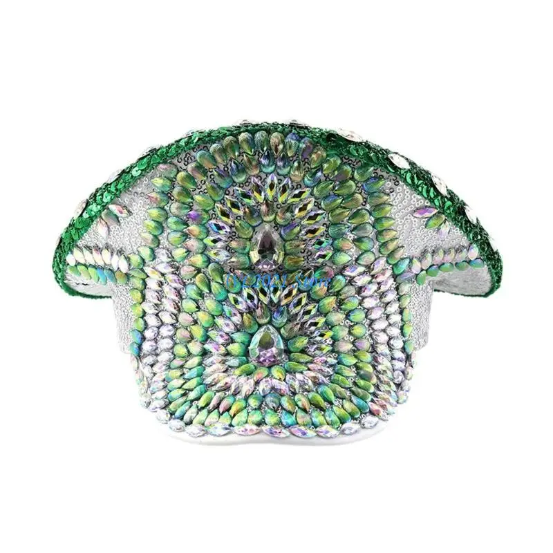 G5GC Fashion Rivet Studded Flat Top Hat for Women Wedding Bride Shimmering Sequins Hat Birthday Party Captain Hat for Formal
G5GC Fashion Rivet Studded Flat Top Hat for Women Wedding Bride Shimmering Sequins Hat Birthday Party Captain Hat for Formal