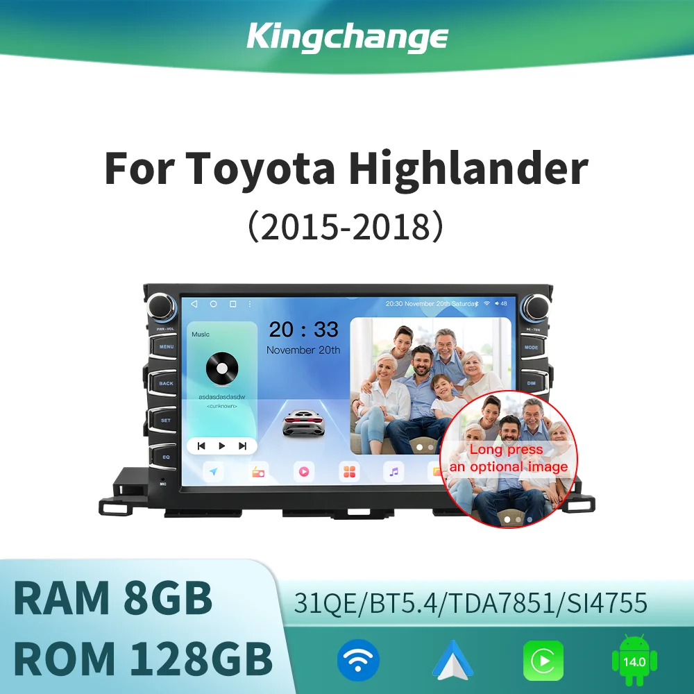 Kingchange Android 14 10" 2 Din Car Multimedia Radio for Toyota Highlander Kluger 2014-2020 CarPlay Auto 360Camera GPS WIFI SWC
Kingchange Android 14 10" 2 Din Car Multimedia Radio for Toyota Highlander Kluger 2014-2020 CarPlay Auto 360Camera GPS WIFI SWC