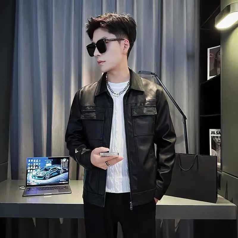 Облегающее кожаное джето с повседневным воротником, мужское модное весенне-осеннее новое кожаное пальто Sle ort, повседневная верхняя одежда для бизнеса
Облегающее кожаное джето с повседневным воротником, мужское модное весенне-осеннее новое кожаное пальто Sle ort, повседневная верхняя одежда для бизнеса