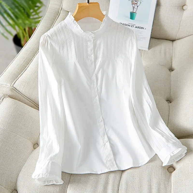 French Retro White Blouse Floral Jacquard Notch Collar Oversized Shirt for Women, Korean Style Breathable Plus Size Top
French Retro White Blouse Floral Jacquard Notch Collar Oversized Shirt for Women, Korean Style Breathable Plus Size Top