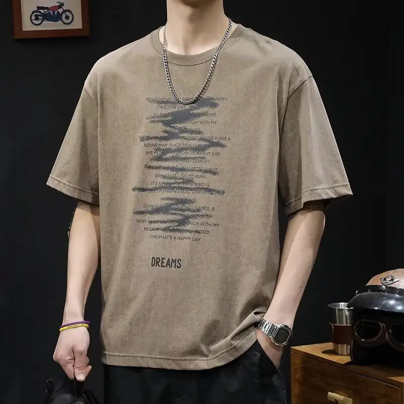 New Men's Print Letter Plus Size Youth Trend Tops Summer Short Sleeve Loose Street Casual T Shirts Fashion Vintage Men Clothing
New Men's Print Letter Plus Size Youth Trend Tops Summer Short Sleeve Loose Street Casual T Shirts Fashion Vintage Men Clothing