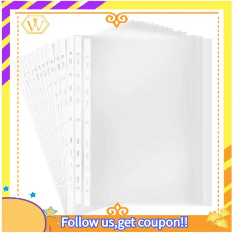 100Pages A4 Punched Pocket Clear 11-Hole Sheet Protector Binder Pocket Paper File Letter Sheet Binder Sleeves 8 Silk
100Pages A4 Punched Pocket Clear 11-Hole Sheet Protector Binder Pocket Paper File Letter Sheet Binder Sleeves 8 Silk