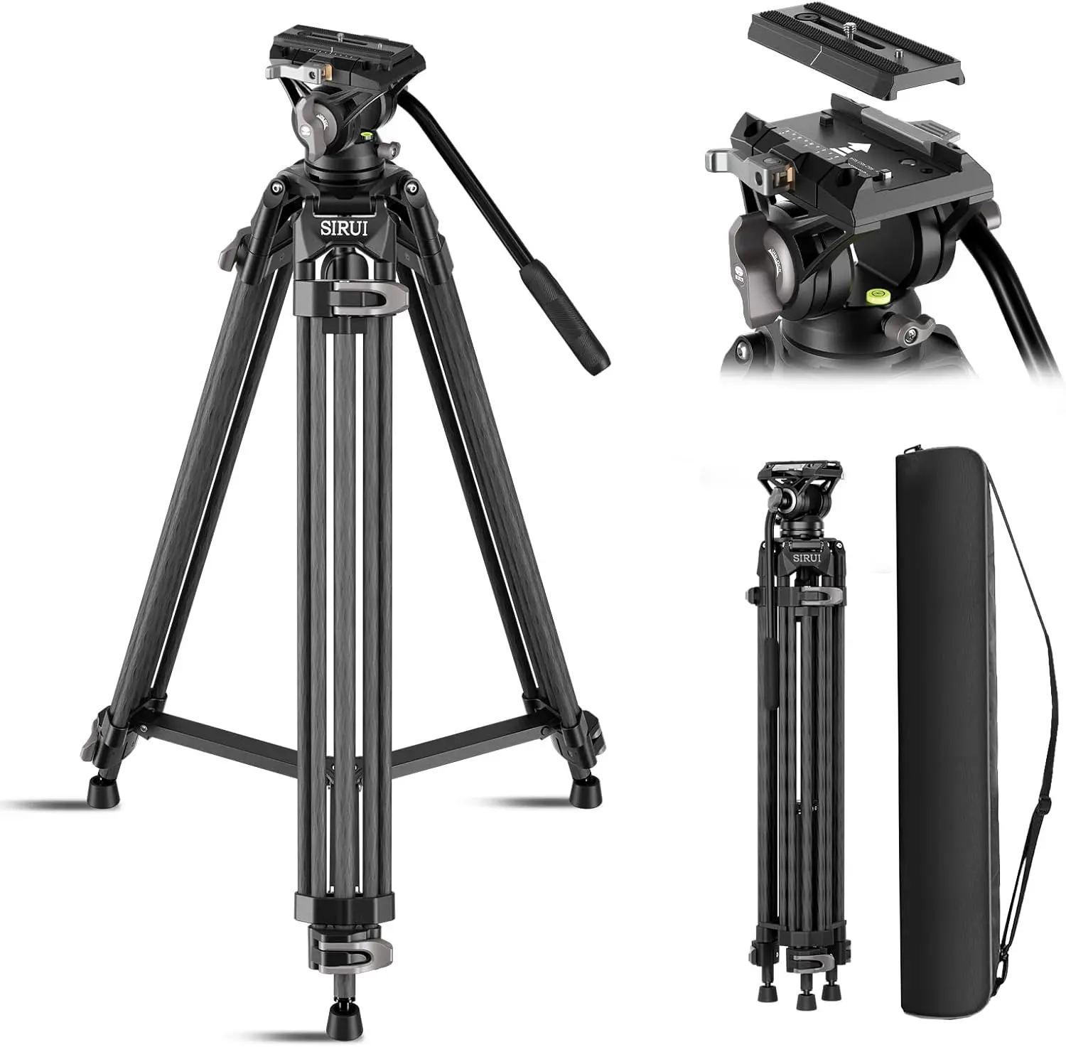 SIRUI AVT-12 Quick Release Carbon Fiber Video Tripod with Fluid Head Max Load 33lbs / 15kg
SIRUI AVT-12 Quick Release Carbon Fiber Video Tripod with Fluid Head Max Load 33lbs / 15kg