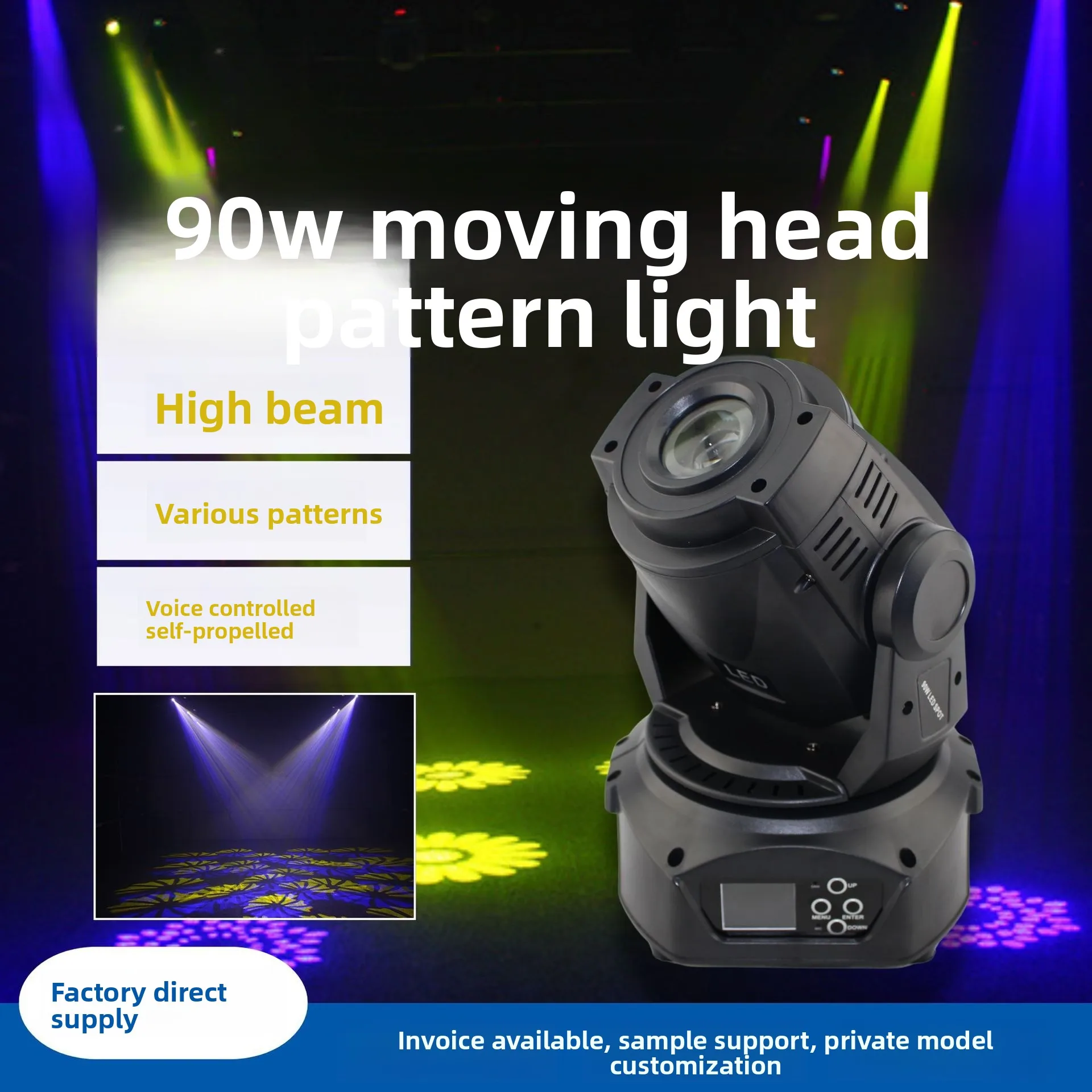 Stage lighting 90w beam of light led shaking head pattern ktv bar colorful rotating lights wedding atmosphere spotlights
Stage lighting 90w beam of light led shaking head pattern ktv bar colorful rotating lights wedding atmosphere spotlights