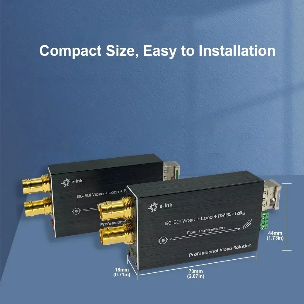 2026 12G SDI Fiber Converter With Reverse RS485 And Loop Out Single Mode Fiber LC Connector 20KM 12g-sdi Fiber Extender Set