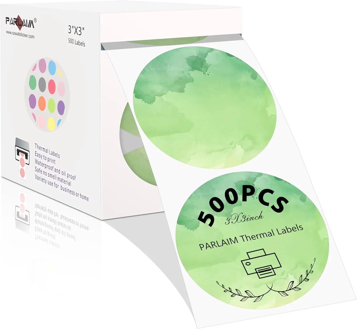 3 Inch Thermal Labels Circle Stickers for Thermal Printer, 500PCS Green Watercolor Round Labels with Perforation for Inventory
3 Inch Thermal Labels Circle Stickers for Thermal Printer, 500PCS Green Watercolor Round Labels with Perforation for Inventory