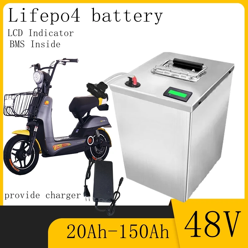 LiFePO4 Battery 48V 20Ah 40Ah 50Ah 60Ah 80Ah 100Ah 120Ah 150Ah for 1KW 2KW 4KW Riding Mower Golf Cart Two Wheeler Vehicle RV
LiFePO4 Battery 48V 20Ah 40Ah 50Ah 60Ah 80Ah 100Ah 120Ah 150Ah for 1KW 2KW 4KW Riding Mower Golf Cart Two Wheeler Vehicle RV