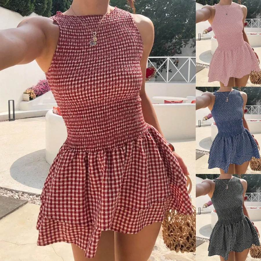 Summer Dress Women's Ruched Off Shoulder Gingham Dresses Sweet A Line Elastic Waist Casual Mini Dress Red Gingham Puff Dress
Summer Dress Women's Ruched Off Shoulder Gingham Dresses Sweet A Line Elastic Waist Casual Mini Dress Red Gingham Puff Dress