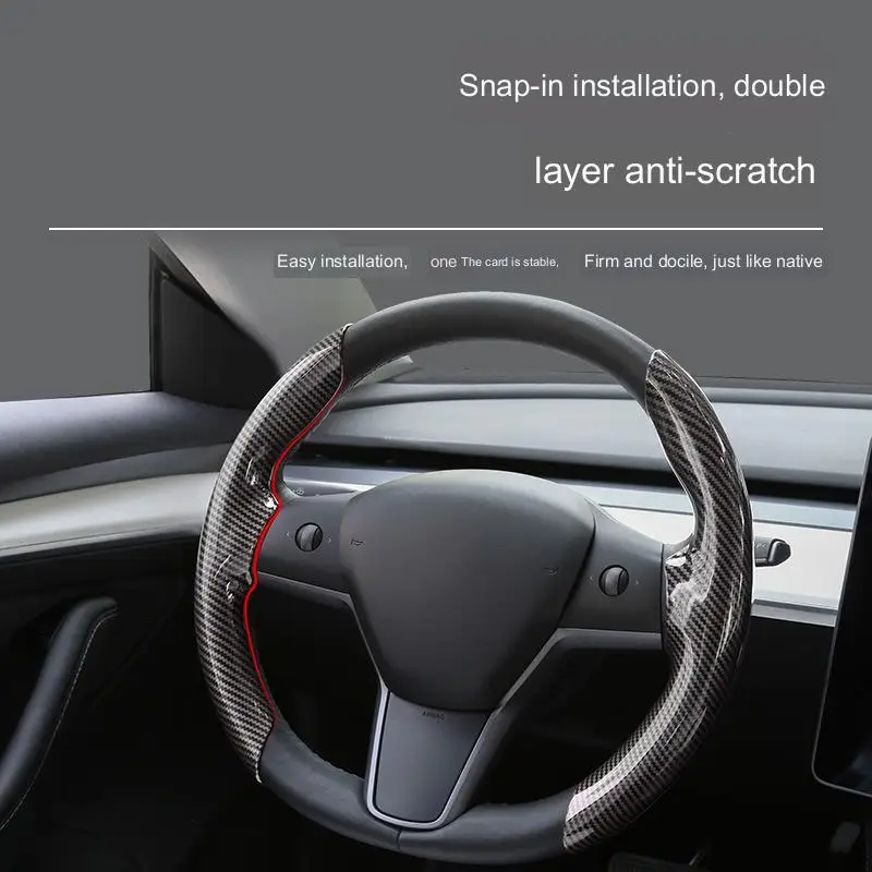 1 Pair Carbon Fiber Car Steering Wheel Cover For Tesla Model 3 / Model Y Steering Wheel Cover Decorative Interior Accessories
1 Pair Carbon Fiber Car Steering Wheel Cover For Tesla Model 3 / Model Y Steering Wheel Cover Decorative Interior Accessories